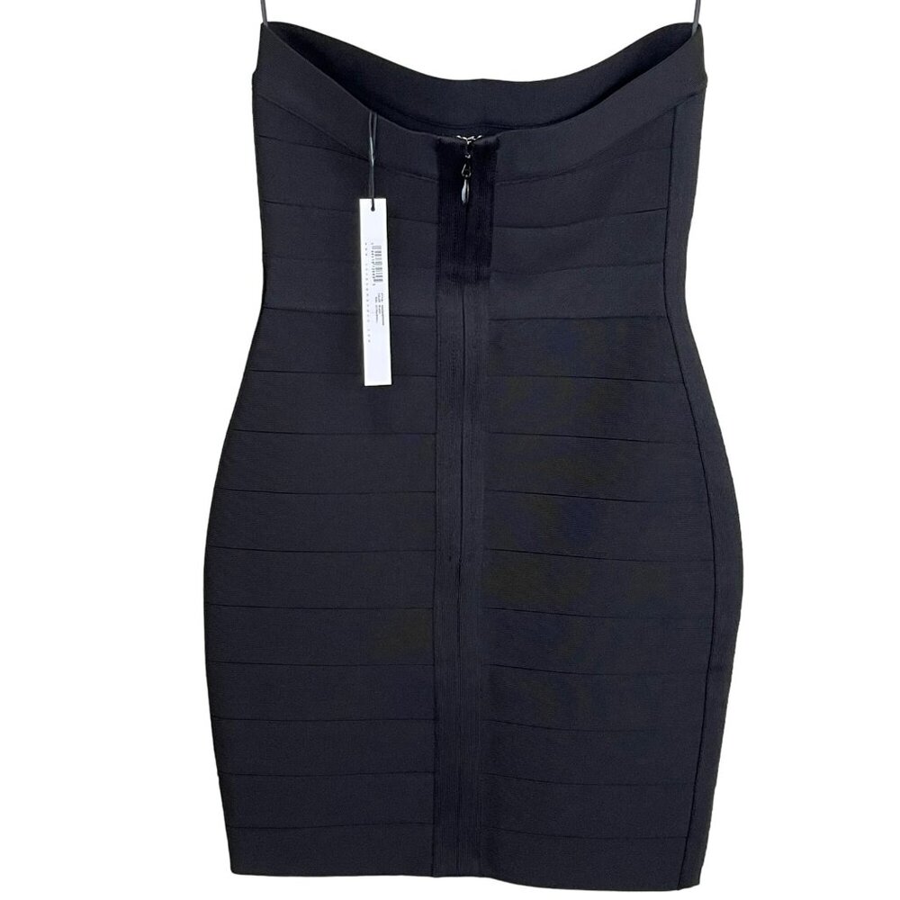 Susana Monaco Black Dress Strapless Bodycon Bandage Mini XS NWT - Picture 3 of 4